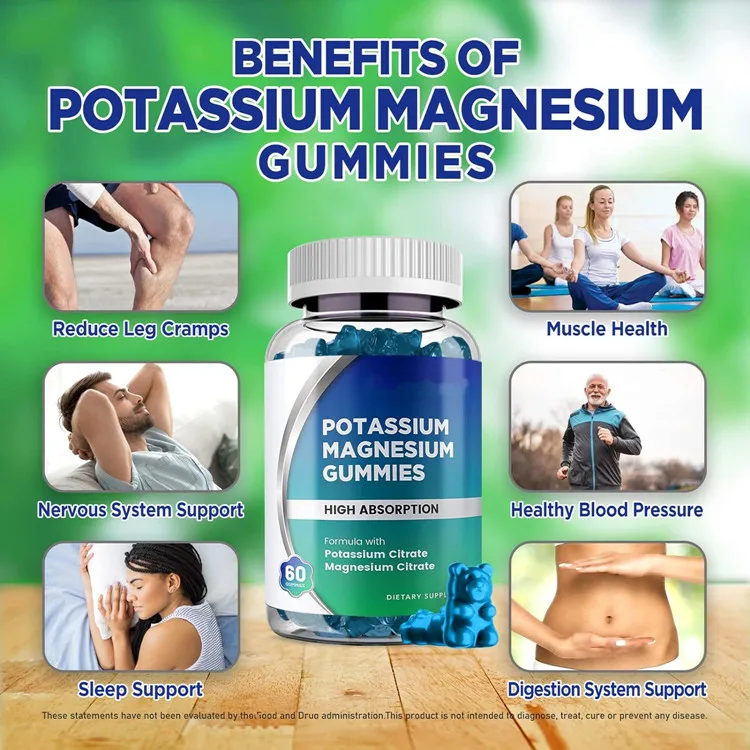 Wholesale OEM Vegan Potassium Citrate Magnesium Gummies Supports Immune Health with COQ 10