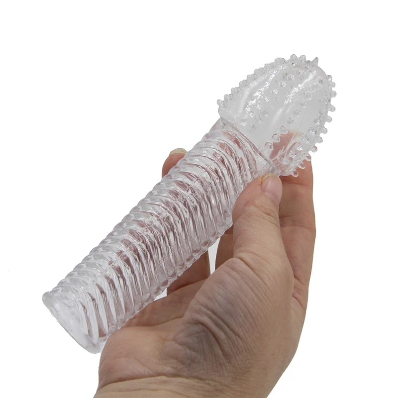 4 Silicone sleeving spike dotted condom Time Delay Lasting Cock Rings Penis Extension Sleeve for Men Reusable sex crystal condom