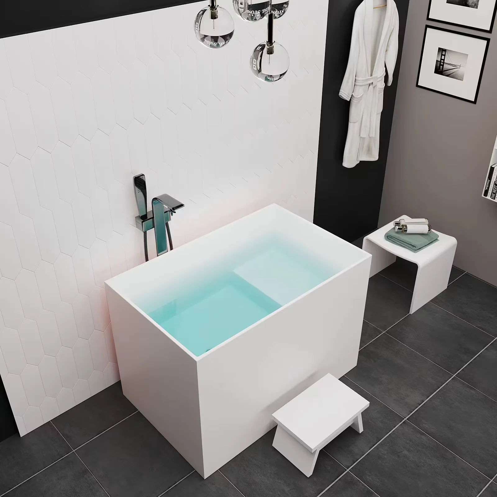 Durable Modern Design Acrylic Freestanding Bathtub Overflows with Drain for Soaking Bathtime Convenience in Bathrooms