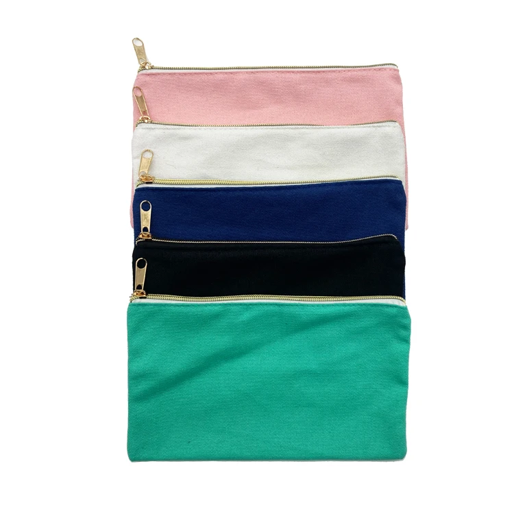 Blank Canvas School Student Pencil Bag Pencil Case With Zipper Closure