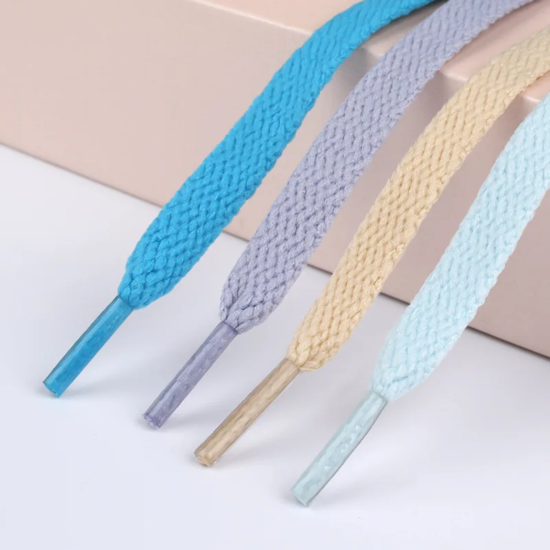 Polyester plain weave white shoes shoelace color flat sneaker