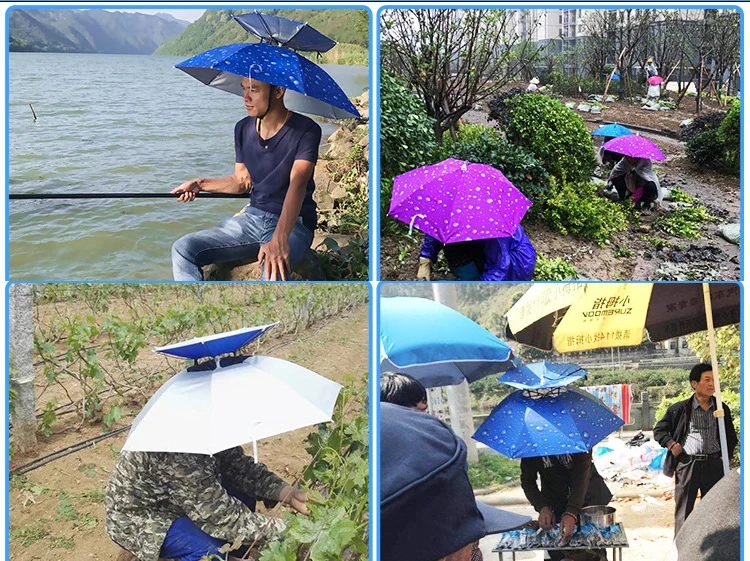 Promotional customized garden fishing head umbrella hat 15inch outdoor working use hat umbrella