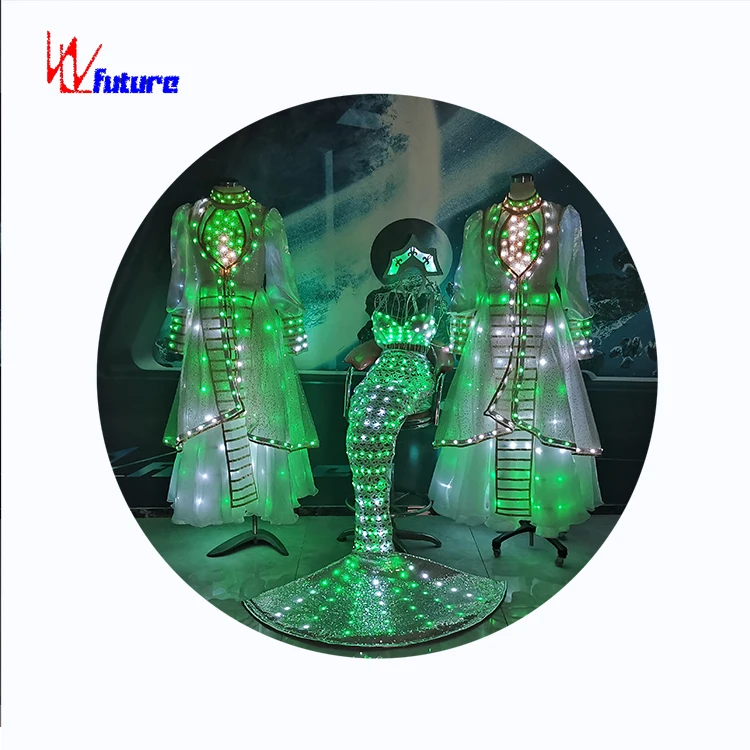 Beautiful LED Festival Clothing Exotic Dancewear for Female Dresses 1 Piece for Women Adults Luminous Performance for Ballroom
