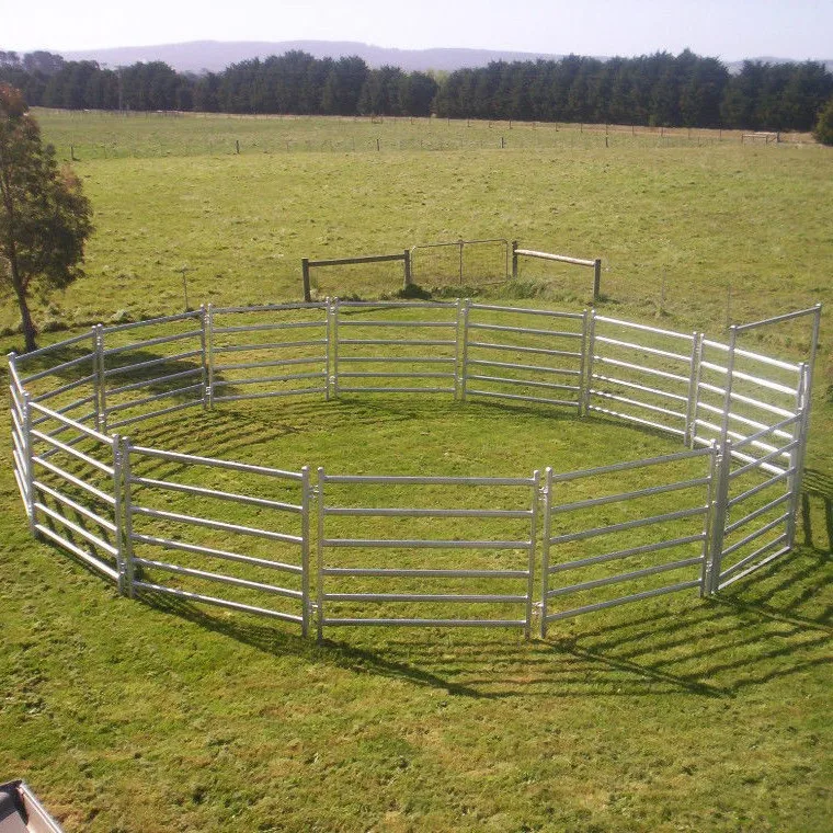 6 Bar 5ft High Horse Fence Corral Panels USA Type Low Maintenance Square Tube Rail Driveway Gates 8ft Width 10ft Length Hot Dip