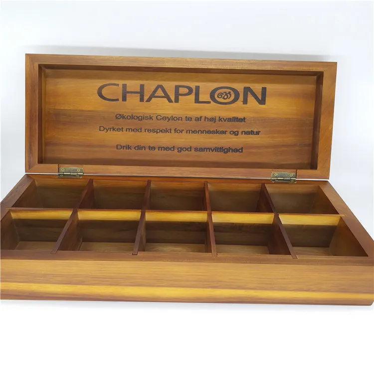 Деревянная коробка-органайзер для чая и кофе из акации с отсеками