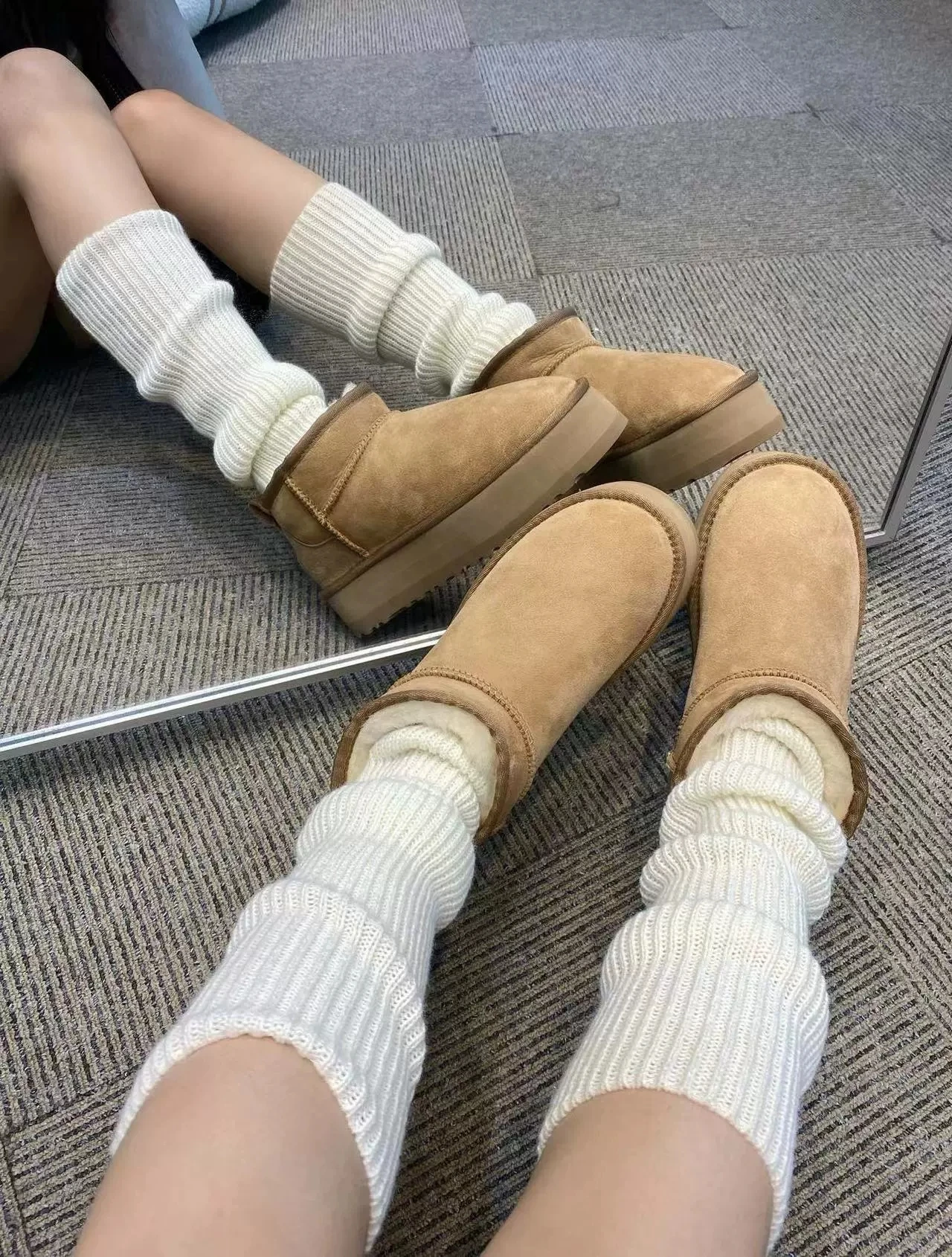 Top Quality Fashion Style Comfortable Ankle Boots Women Leather Fur SnowBoots Snow Boots Winter Luxury Designer