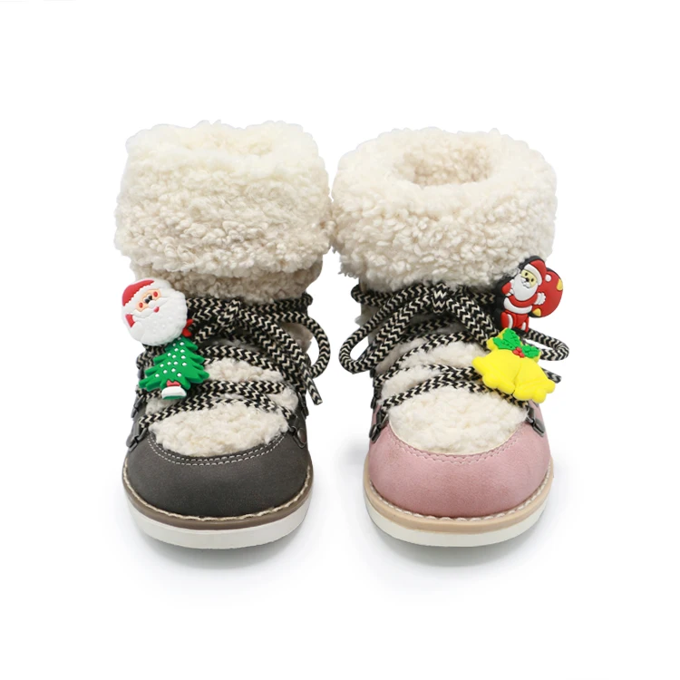 
Good Quality custom Warm Fur Winter Fluffy Children Boys Girls shoes Christmas Kids Boots 