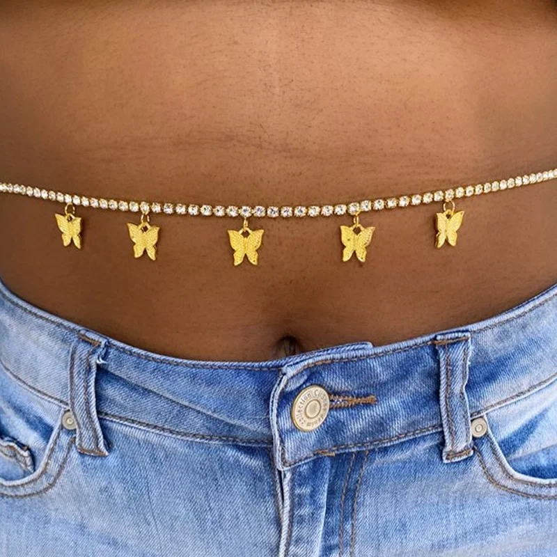  Waist Jewelry Sexy Bikini Shinning Party Weight Loss pandent Butterfly Rhinestone Crystal Letter belly chain