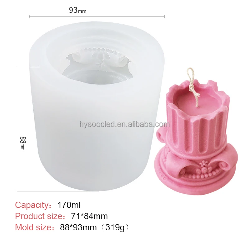 Art 3D Roman Column Candle Mold Scented Stone European Simple Home Candle Wax Mold Furnishing Aromatherapy Resin Silicone Mold