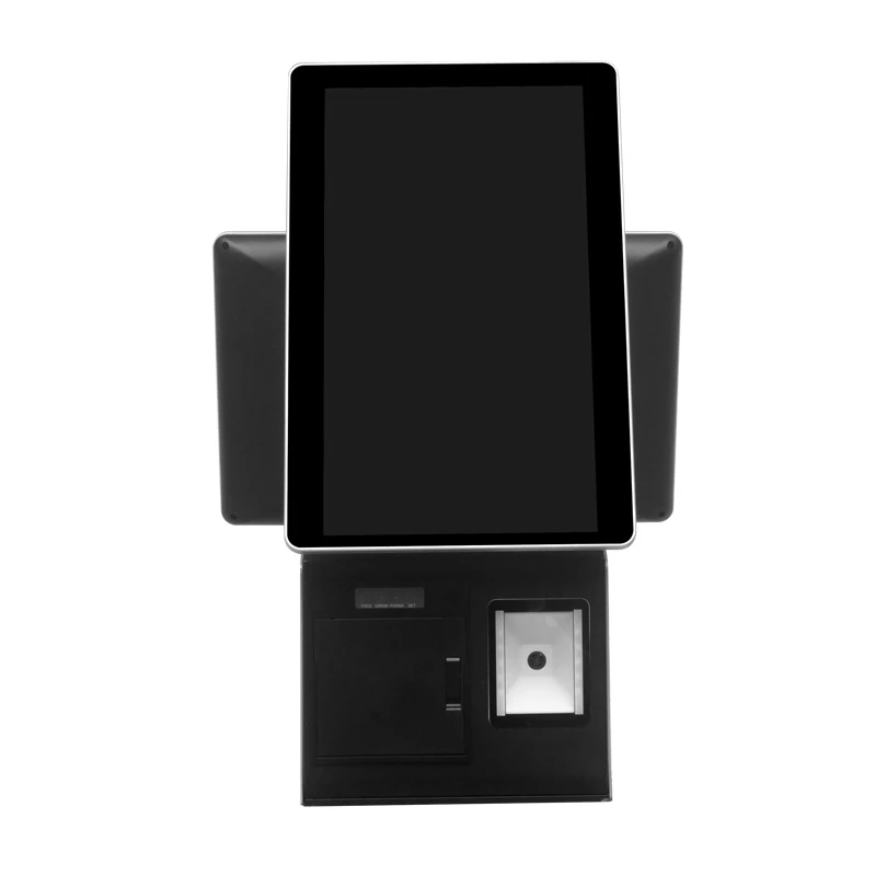 15.6 Inch All-in-One POS Terminal Machine with Dual Touch Screen Cash Register Printer and Scanner