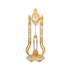 European Deluxe Crystal Clock Rose Golden Antique Standing Clock Brass Royal Grandfather Clock