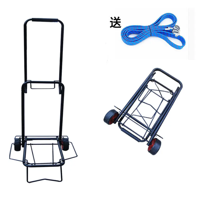 
easy to carry Mini size hand trolley two wheels metal iron black luggage folding shopping bag cart Foldable luggage cart 