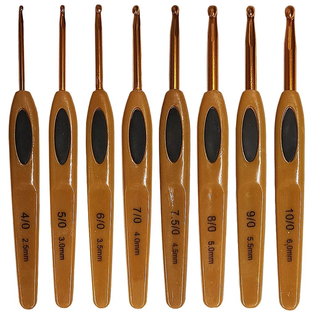 
8pcs crochet needle set orange plastic metal durable practical crochet hook knitting needle set 