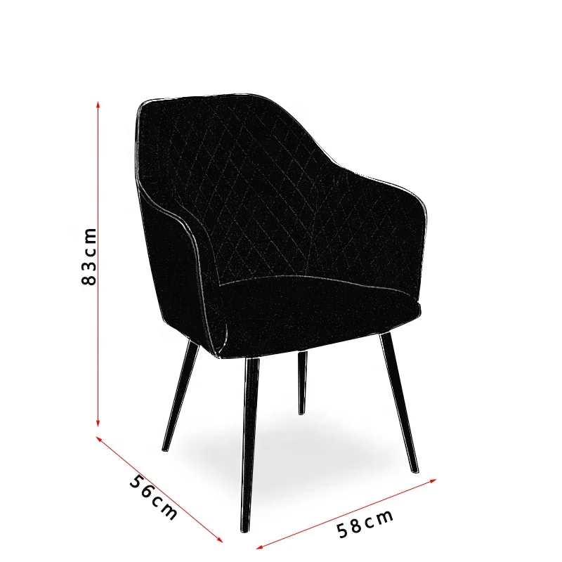 Modern Hotel Restaurant Chairs Dine Leather Armchair Fabric And PU Dining Chair