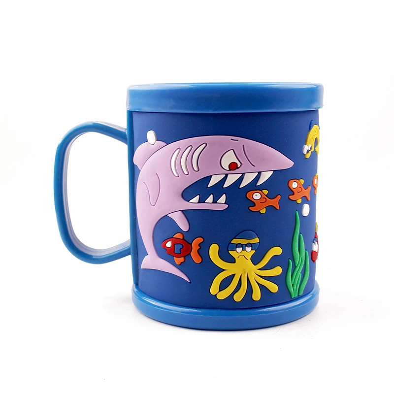 Wholesale Cute Cartoon 3D Kids Personalized Plastic Mugs Custom Soft PVC Water Cups Mugs