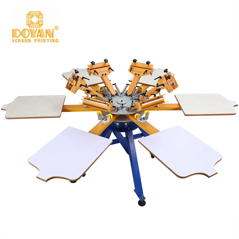 Doyan Hot Selling screen printers 6 station 6 color manual screen printing machine for clothes