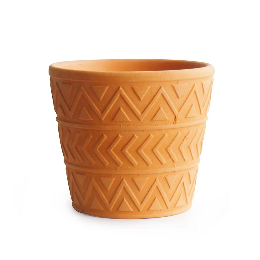 Wholesale Bulk 3 inch Round Terracotta Pot  Planter Pots Succulent Mini  Flower Pot with Embossed Design for Garden Home Decor