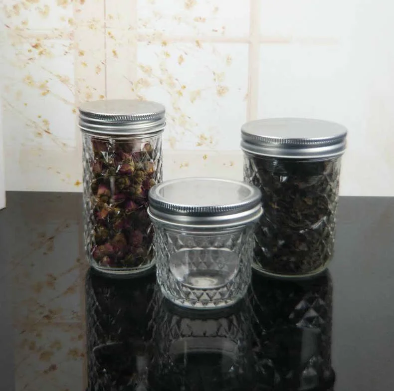 empty clear glass jar for caviar 250ml with silver cap