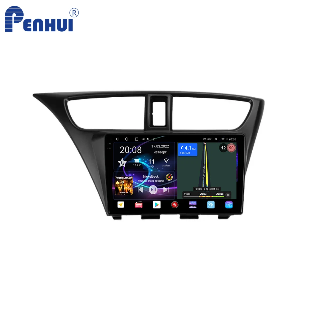 Penhui Android Car DVD  Player for Honda Civic 9 FK FB 2012 - 2017 Radio GPS Navigation Audio Video CarPlay DSP  Multimedia 2 di