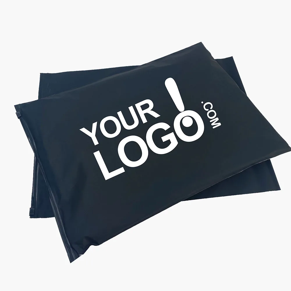 Customize Logo Plastic Package Eco Friendly Black CPE Frosted Ziplock Shipping Clothes Packaging Garment Clothing Zipper Bag