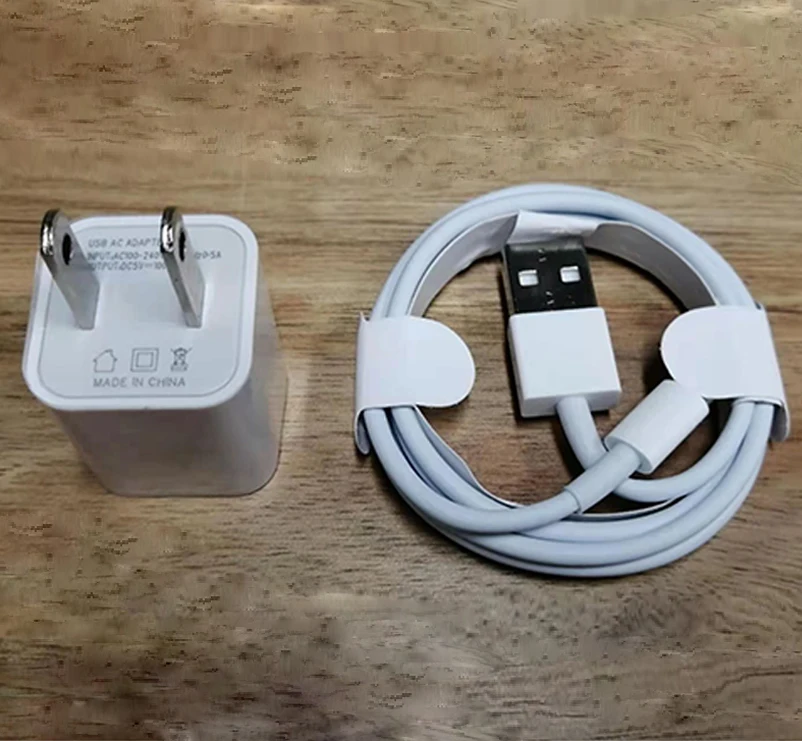 Factory price 5W Fast Charger Charging head with Cable all in one packing for apple phone 5w charger plug with cable for iphone