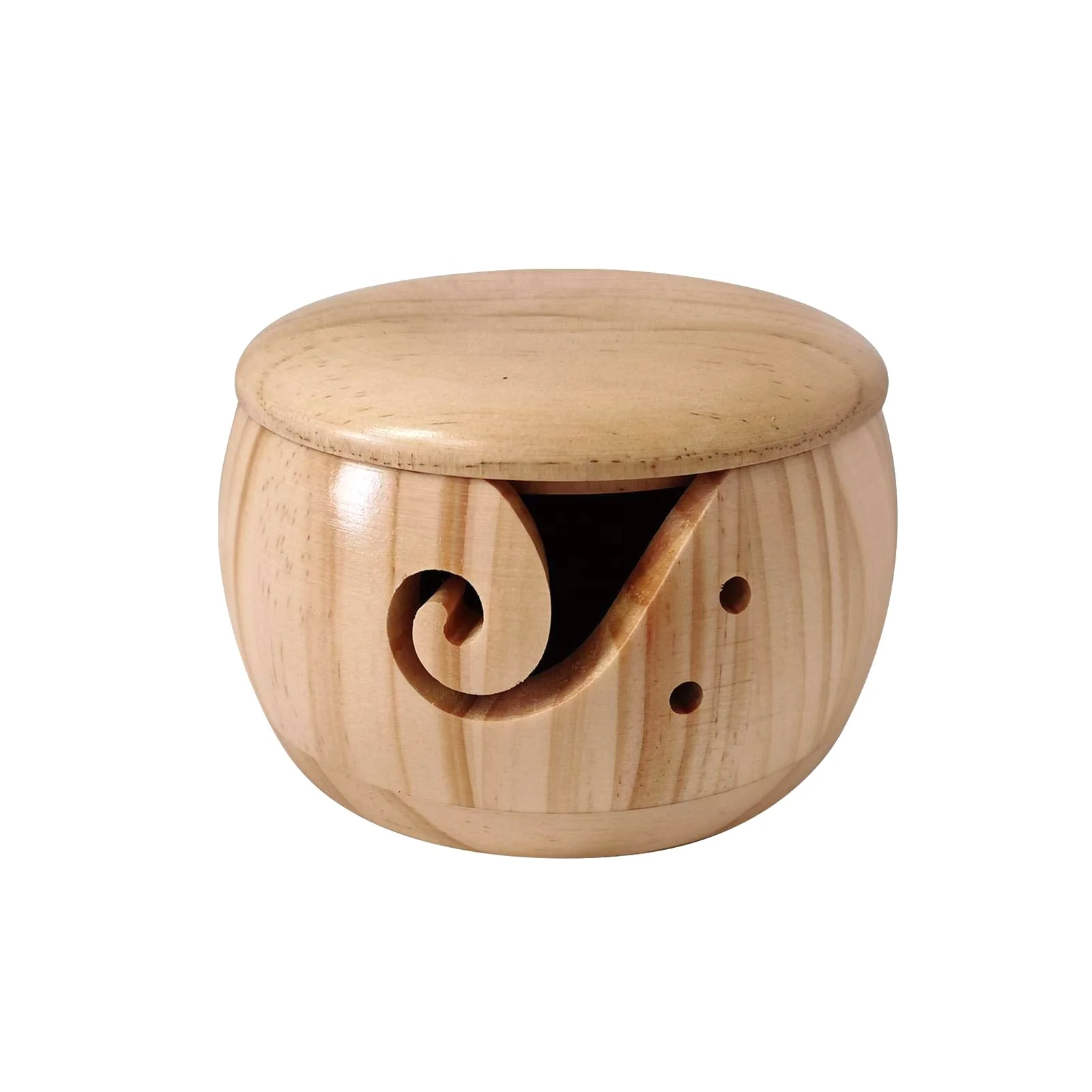 Amazon Hot Sale Yarn Bowl Wooden Bowl Thread Bowl With Lid For Knitting