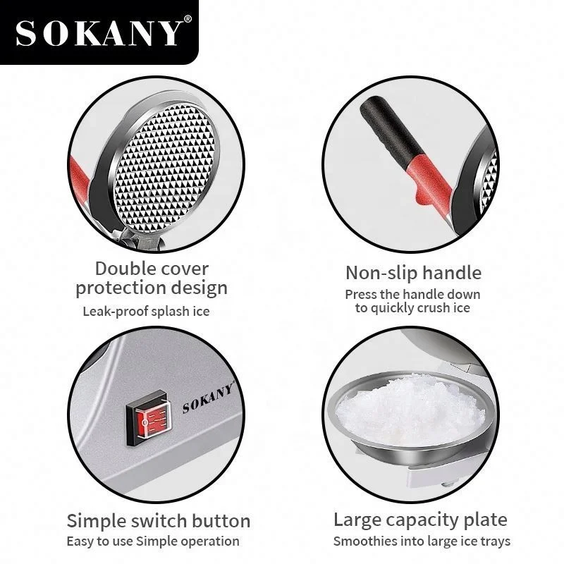 Factory Wholesale Large Capacity 300W Semi-automatic Electric Ice Crusher Machine