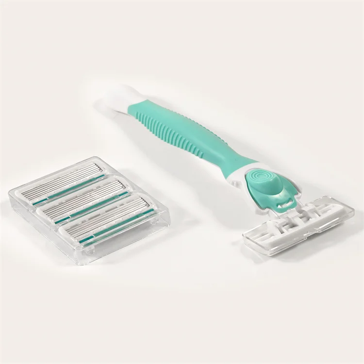 Wholesale Safety Ladies Beauty Tools Plastic Razor Body Hair Removal Shaving for Women with Three Replaceable Heads