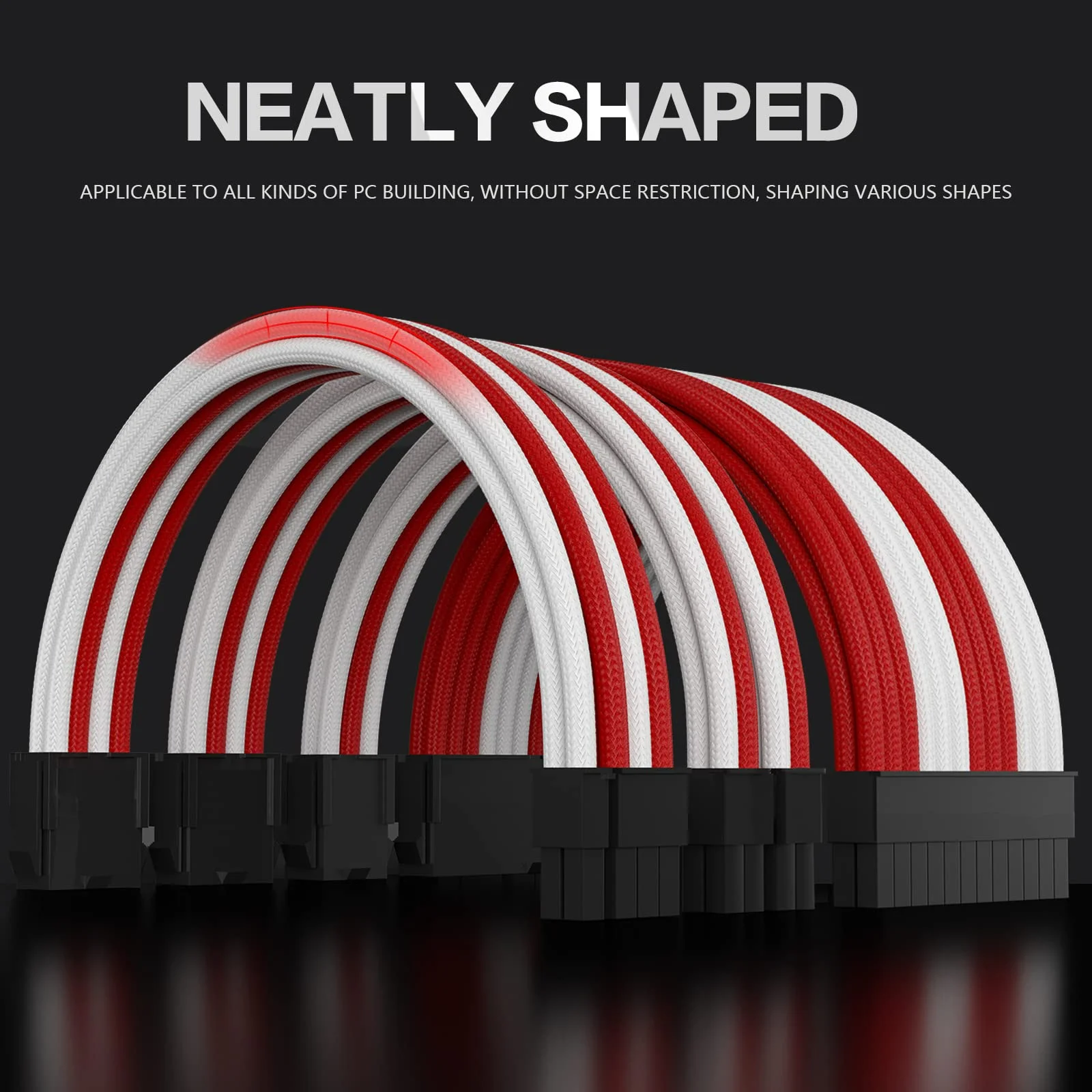 Power Supply with Extra-Sleeved 24-PIN 6-PIN 4+4 PIN Sleeve Extension Power Supply Cable Kit