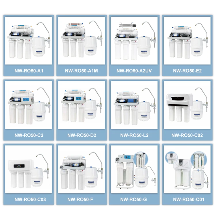 [NW-RO50-A1-L]High Quality 2.5 - 5 Bar Water Purifier Pressure Reverse Osmosis System 3G Plastic Tank RO System
