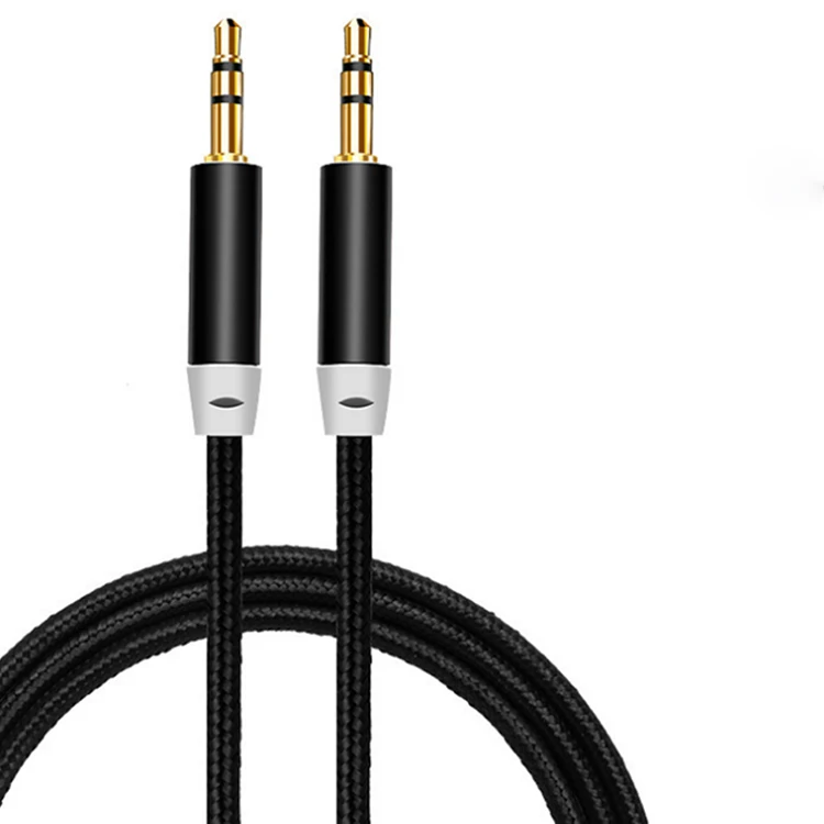 Customized Premium Nylon Braid Metal Jack Audio Cable Male to Male Stereo Aux Cable Audio 3.5mm for Speaker