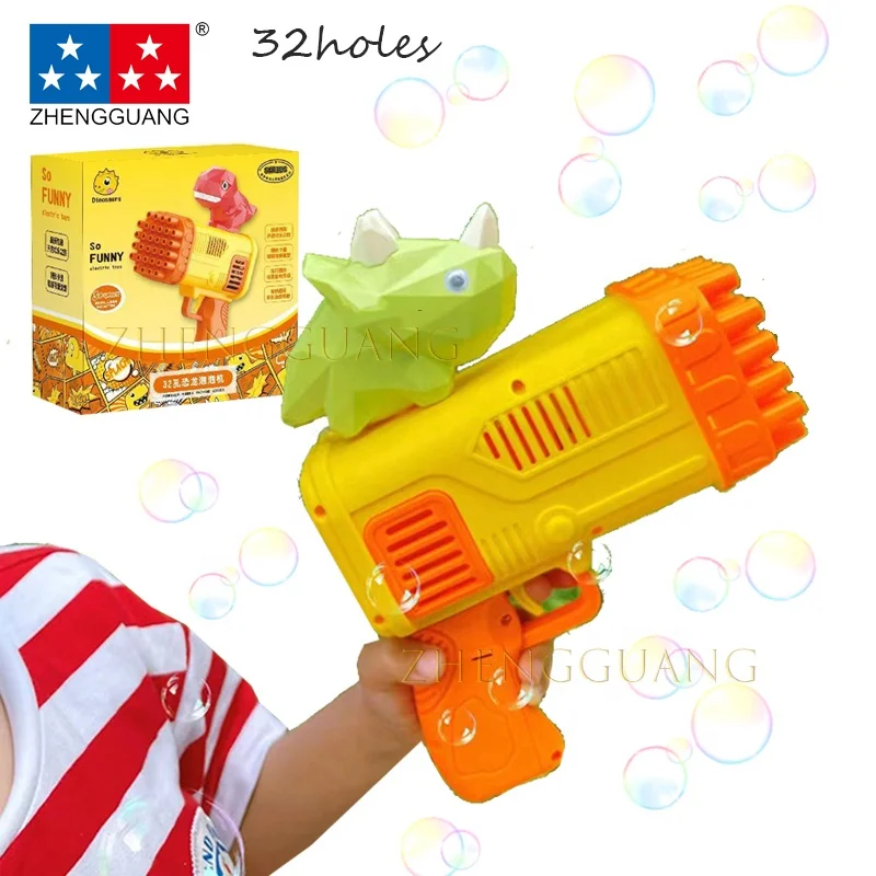 Zhengguang 39 Holes Electric Plastic Soap Bubble Blower Toy Children Outdoor Dinosaur Bubble Gun