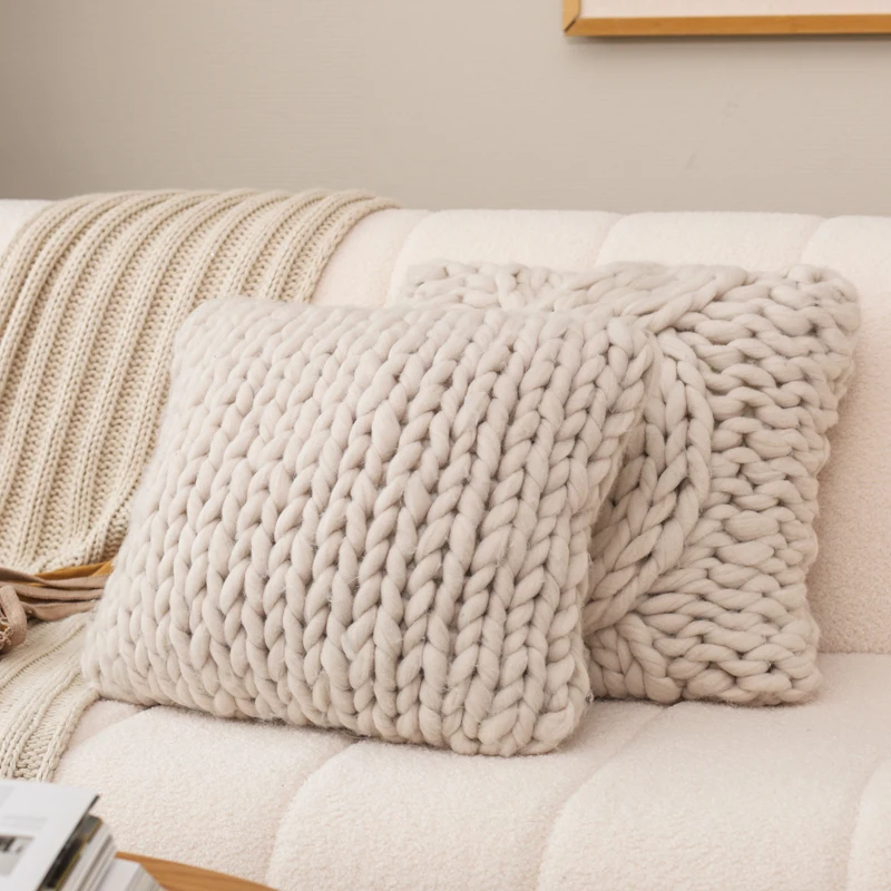 Living Room Custom Cable Jumbo Knitted Cushion Throw Pillow Cover for Living Room Decorative