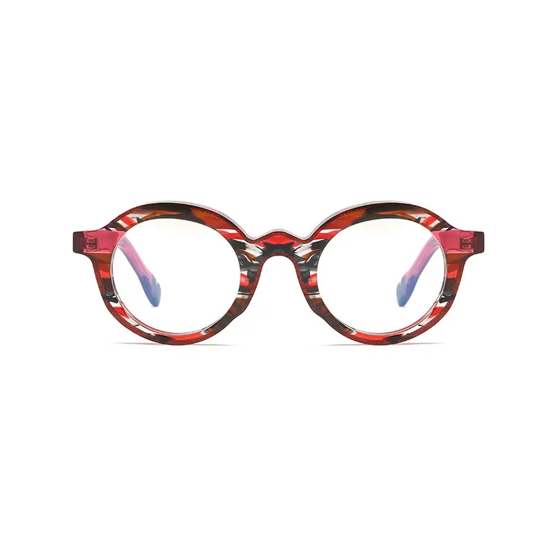 Bright Round Shape Vintage classic Optical Frames custom brand high quality Eyeglasses frame with Glitter powder decoration