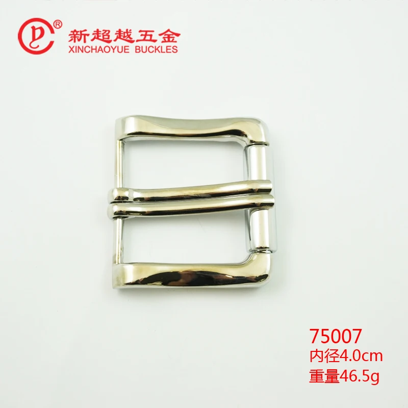 The quality zinc alloy single pin strap buckles custom metal 40mm roller double prong belt buckles