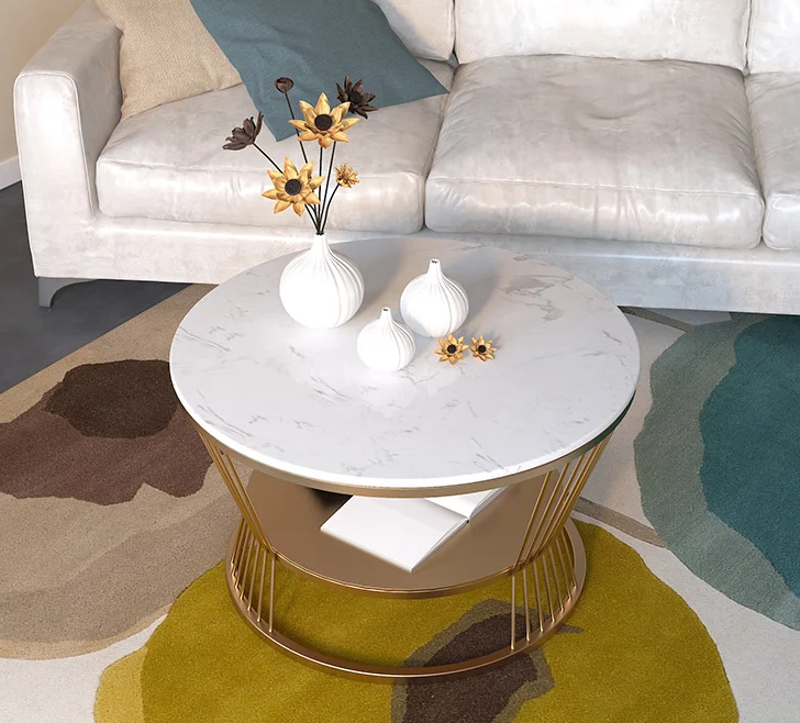 Factory Price Round Glass Top Metal Frame Side Tea Coffee Table