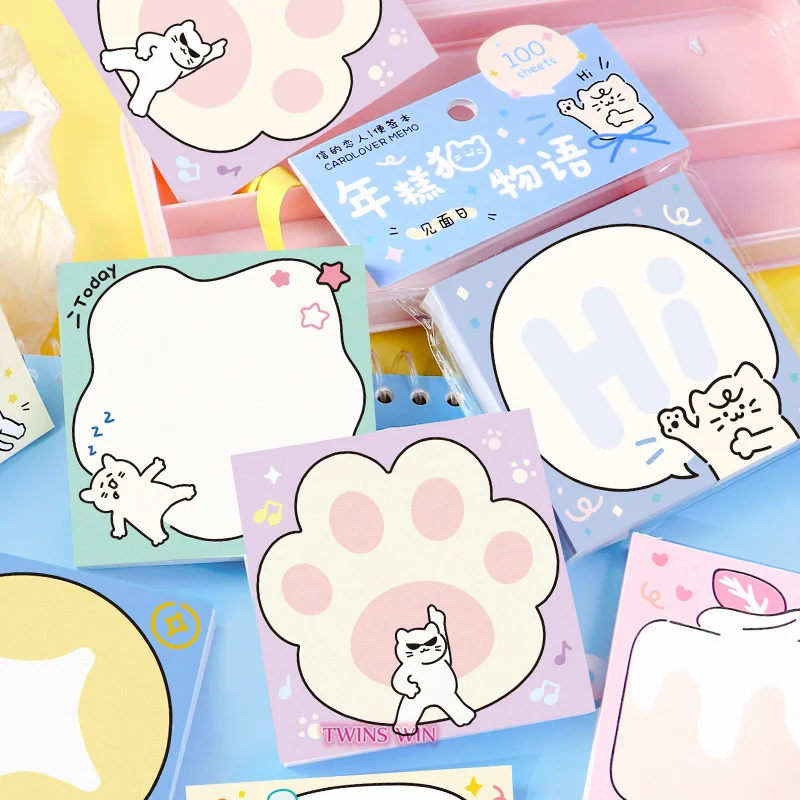 Cat Claw Notebook Love Cat Student Memo Hand Book Backing Paper Office Message Sticky 1887