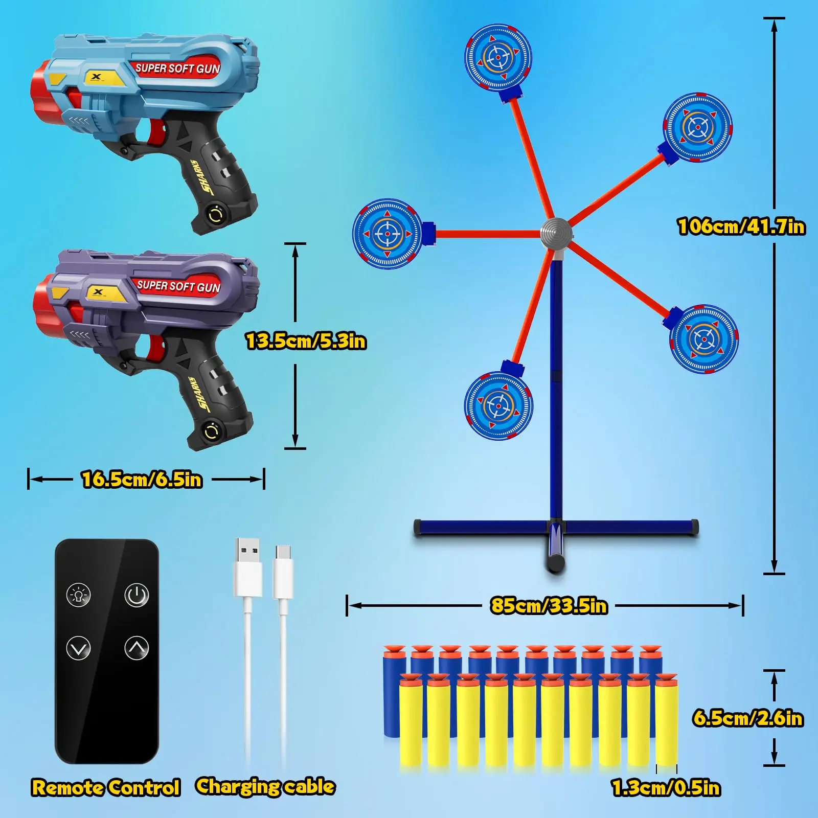Exciting Rotating Target 2 Toy Guns Set Foam Dart Shooting Games for Boys Perfect Gift for Kids Ideal for Indoor & Outdoor Play