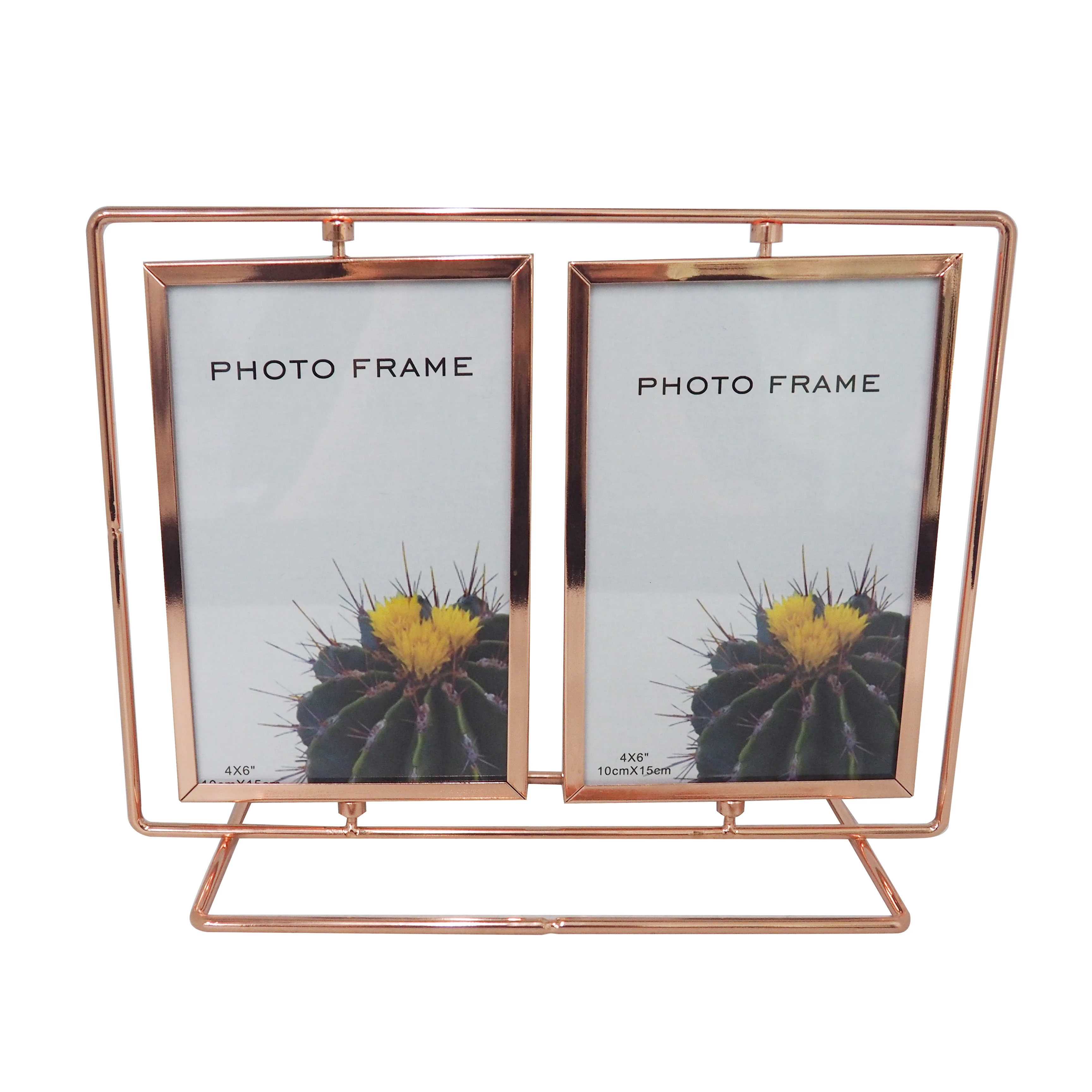 Вращающийся свадебные подарки декоративная рамка для картины из розового золота Медь настольная рамка для фотографий