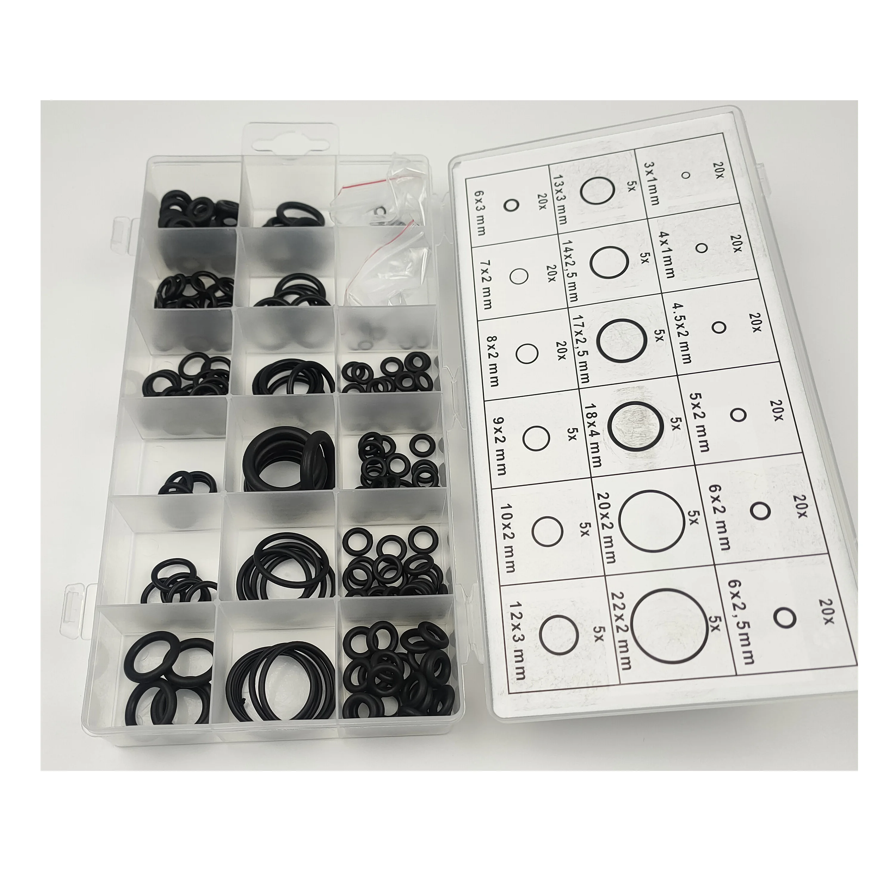 
CN;FUJ 225pcs Rubber O Ring Kit Box Best Seal O-ring Kit Box Metric Size 