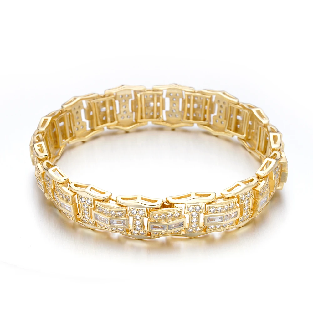 Custom Moissanite Men Women Bracelets Logo Design 925 Sterling Silver Iced Out Jewelry Gold Hand Bracelet For Men