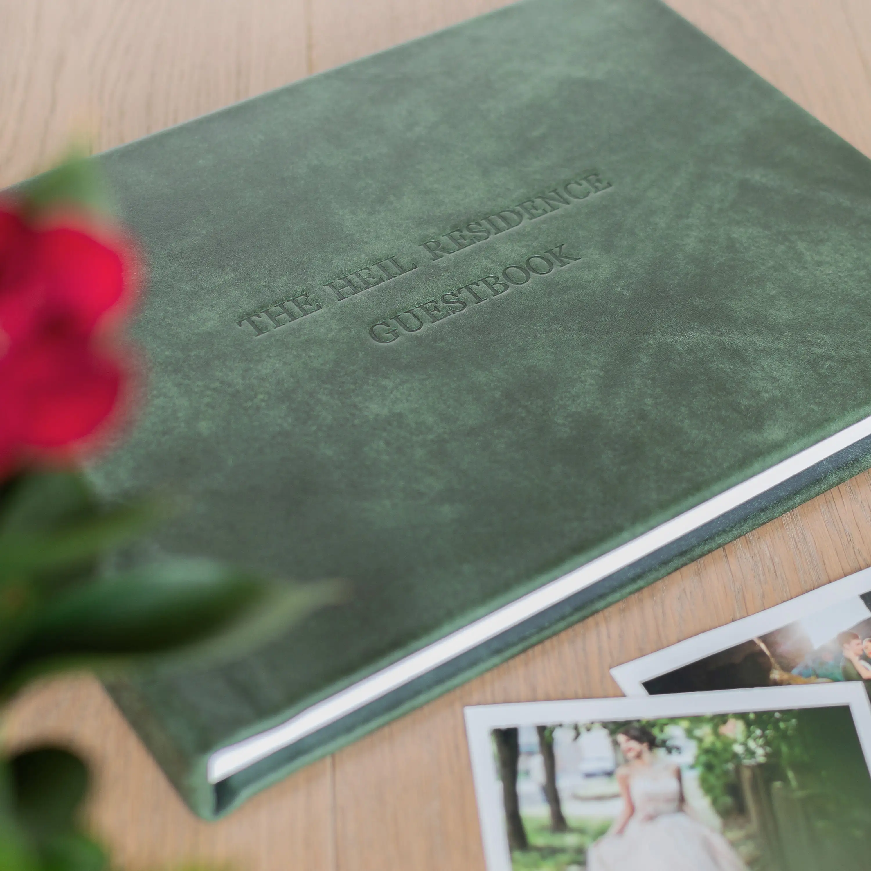 Unique Personalized Customized Gold Stamping Logo Luxury Hardcover Blank Wedding Guest Book