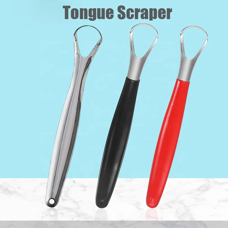 Professional Metal Tongue Scrappers Stainless Steel Tongue Cleaner Oral Care Tools For Adults