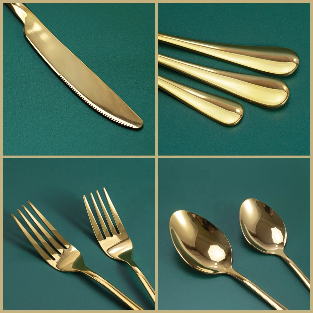 Snyno высококачественный набор золотых столовых приборов из нержавеющей стали, 24 шт., Подарочная коробка, столовые приборы золотого цвета, набор столовых приборов с футляром