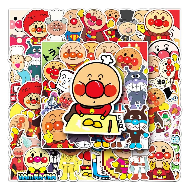 52Pcs Japanese Anime Anpanman Graffiti Stickers For Bottle Luggage Car Decoration Vinyl Cartoon Sticker
