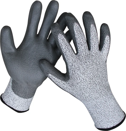 Manufacturer supply workplace EN388 anti cut resistance gray palm coated pu working gloves