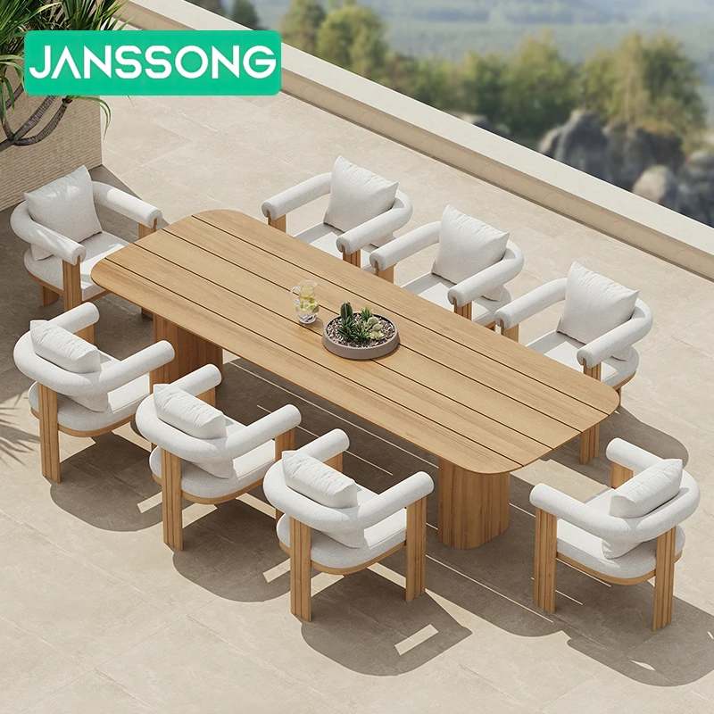 Garden Table and Chairs Luxury Teak Wood Outdoor Dining Tables Resort Outdoor Table Hotel Outdoor Dining Set Garden Furniture