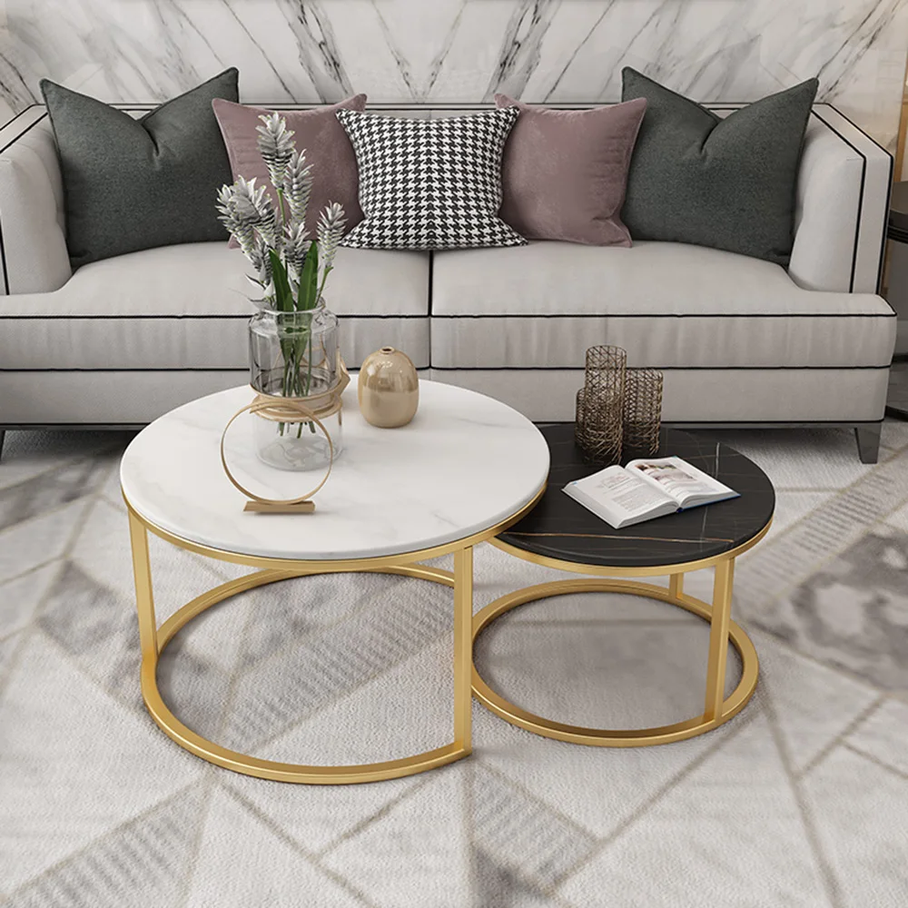 Minimalist Modern Designer Composable Household Round Coffee Table Living Room Center Table Set