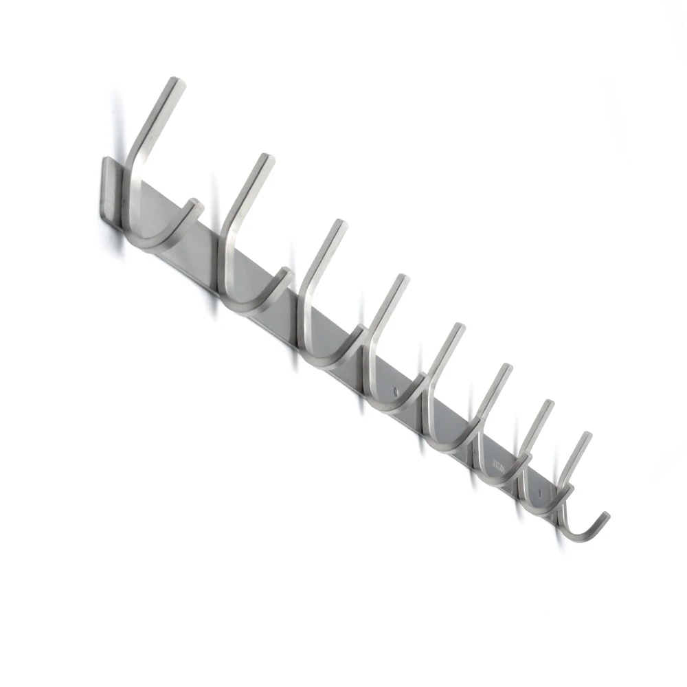 Stainless Steel Towel Coat Hook Rack Rail Shelf 8 Hooks Robe Hanger Bathroom Storage Organizer