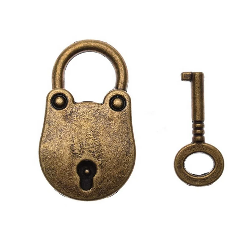 Bronze Bear Shaped Padlock Mini Vintage Locks with Key for Handbag Jewelry Box  Storage Box Diary Book